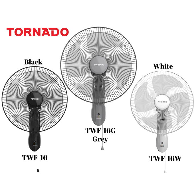 Tornado 18 inch Wall Fan 4 Blades Remote Control Black TWF-18